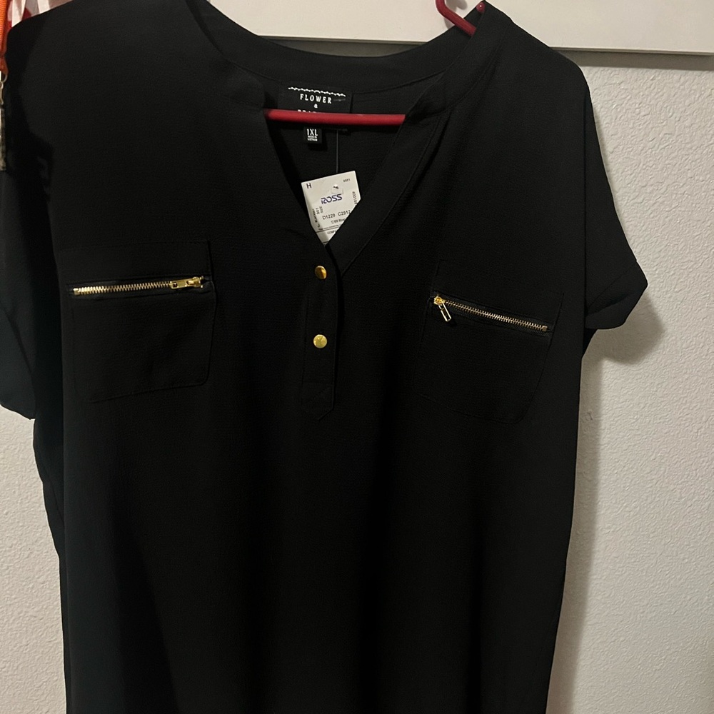 Black Women's Top with Gold Accents